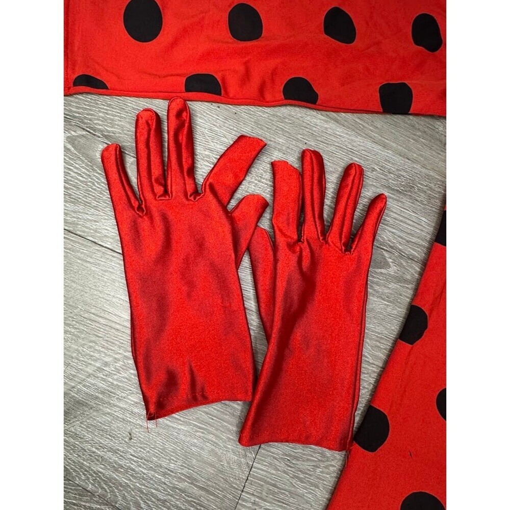 Kids XL Red Polka Dot Costume Full Set Halloween Cosplay Dress Up Outfit - Picture 4 of 12